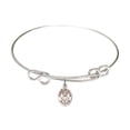 thumbnail image 1 of 8 1/2 inch Round Double Loop Bangle Bracelet w/ St. Andrew Kim Taegon in Sterling Silver, 1 of 3