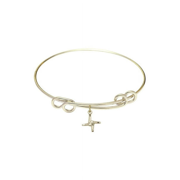 8 1/2 inch Round Double Loop Bangle Bracelet w/ St. Brigid Cross in Gold-Filled