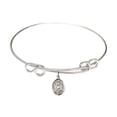 thumbnail image 1 of 8 1/2 inch Round Double Loop Bangle Bracelet w/ St. Catherine Laboure in Sterling Silver, 1 of 3