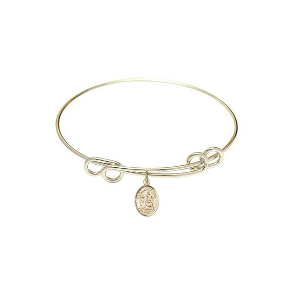 8 1/2 inch Round Double Loop Bangle Bracelet w/ St. Catherine of Siena in Gold-Filled