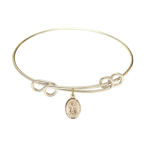 8 1/2 inch Round Double Loop Bangle Bracelet w/ St. James the Greater in Gold-Filled