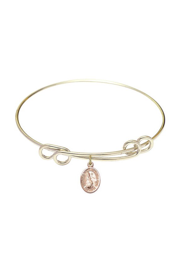 8 1/2 inch Round Double Loop Bangle Bracelet w/ St. Jeanne Chezard de Matel in Gold-Filled