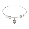 thumbnail image 1 of 8 1/2 inch Round Double Loop Bangle Bracelet w/ St. John Baptist de la Salle in Sterling Silver, 1 of 3