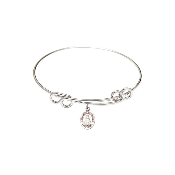 8 1/2 inch Round Double Loop Bangle Bracelet w/ St. Lydia Purpuraria in Sterling Silver