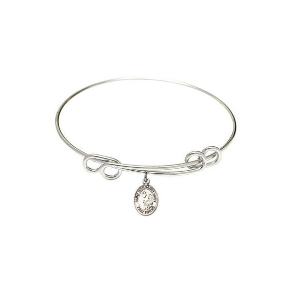 8 1/2 inch Round Double Loop Bangle Bracelet w/ St. Margaret Mary Alacoque in Sterling Silver