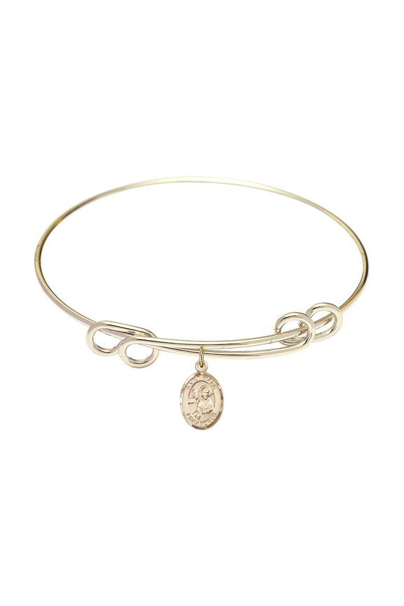 8 1/2 inch Round Double Loop Bangle Bracelet w/ St. Mark the Evangelist in Gold-Filled