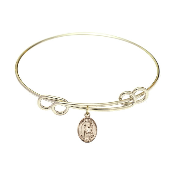 8 1/2 inch Round Double Loop Bangle Bracelet w/ St. Regis in Gold-Filled