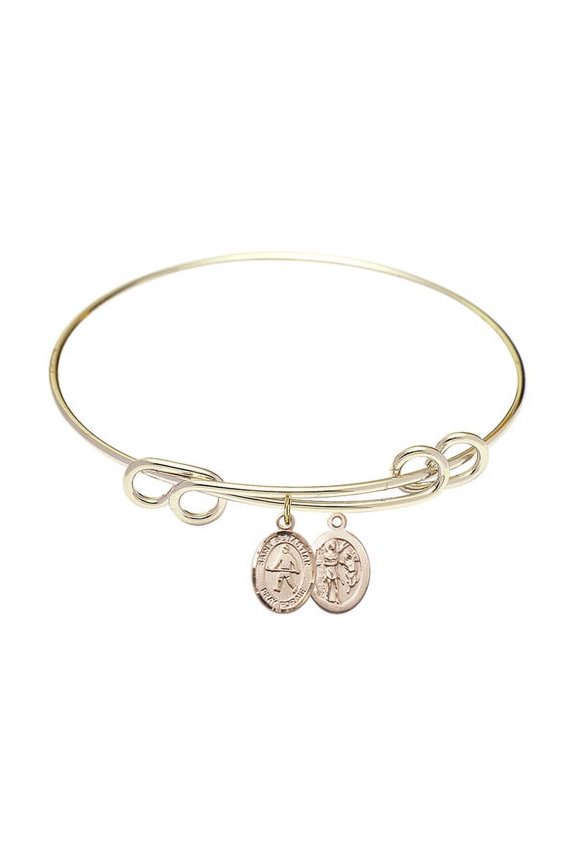 8 1/2 inch Round Double Loop Bangle Bracelet w/ St. Sebastian/Field Hockey in Gold-Filled