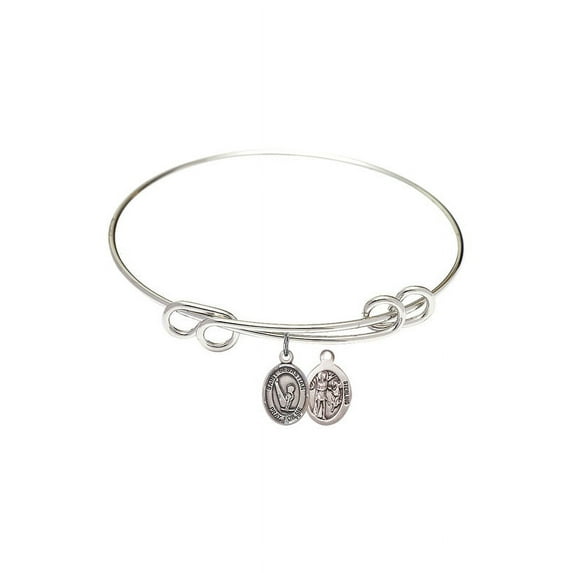8 1/2 inch Round Double Loop Bangle Bracelet w/ St. Sebastian/Gymnastics in Sterling Silver