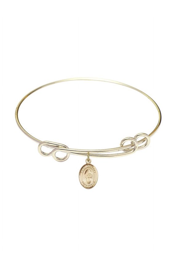 8 1/2 inch Round Double Loop Bangle Bracelet w/ St. Sharbel in Gold-Filled