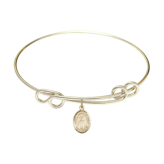 8 1/2 inch Round Double Loop Bangle Bracelet w/ St. Teresa of Avila in Gold-Filled