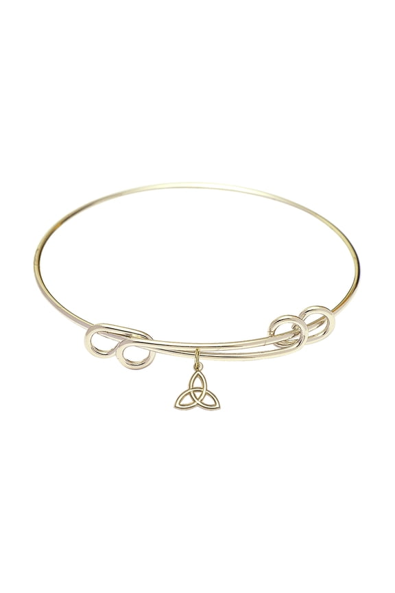 8 1/2 inch Round Double Loop Bangle Bracelet w/ Trinity Irish Knot in Gold-Filled