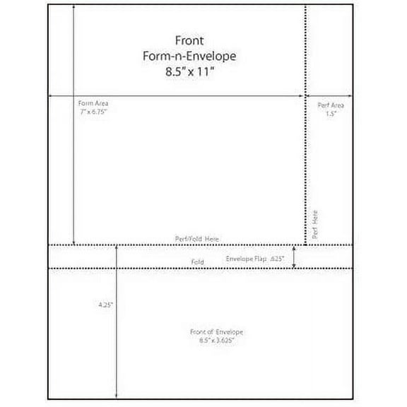 8-1/2" x 11" Blank Memo Size Form-N-Envelope, Detached w/Tear Off Strip - 7" x 6-3/4" Box of 1000