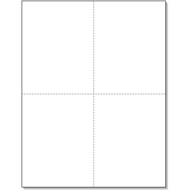 4.25 x 5.5 White Blank Postcard, 4 Cards per Sheet (100 Sheets