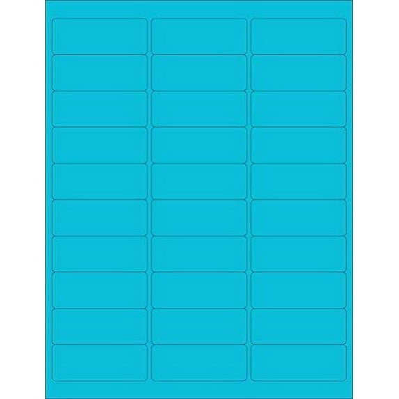 8-1/2 x 11" Neon Color High Light Fluorescent Labels for Laser & Inkjet Printer Blue Fluorescent, 1" x 2-5/8" - 30 Per Page 3000 Labels