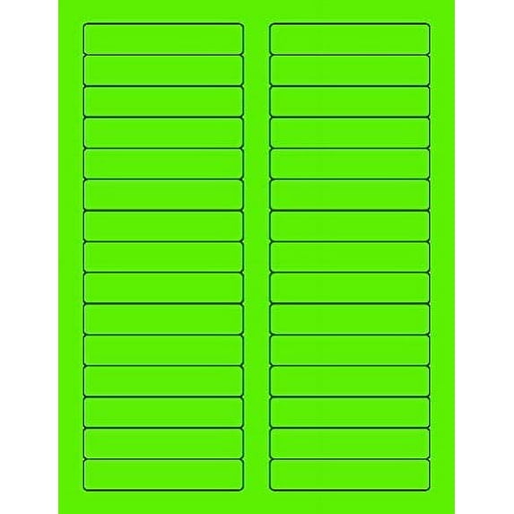 8-1/2 x 11" Neon Color High Light Fluorescent Labels for Laser & Inkjet Printer Green Fluorescent, 2/3" x 3-7/16" - 30 Per Page  3000 Labels