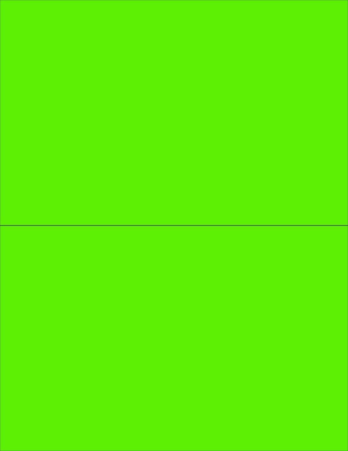 8-1/2 x 11" Neon Color High Light Fluorescent Labels for Laser & Inkjet Printer Green Fluorescent, 8-1/2" x 5-1/2" - 2 Per Page  200 Labels