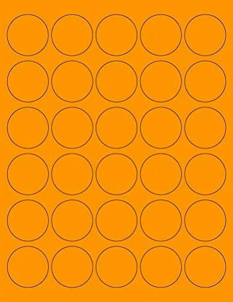 8-1/2 x 11" Neon Color High Light Fluorescent Labels for Laser & Inkjet Printer Orange Fluorescent, 1.5" Round - 30 Per Page  3000 Labels