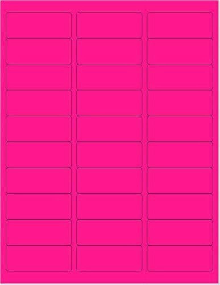 8-1/2 x 11" Neon Color High Light Fluorescent Labels for Laser & Inkjet Printer Pink Fluorescent, 1" x 2-5/8" - 30 Per Page  30,000 Labels
