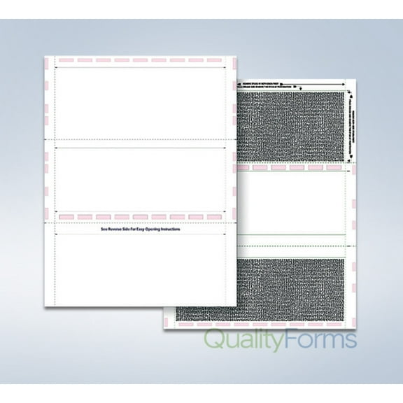 8 1/2 x 11 Pressure Seal Security Check Form with Black Void