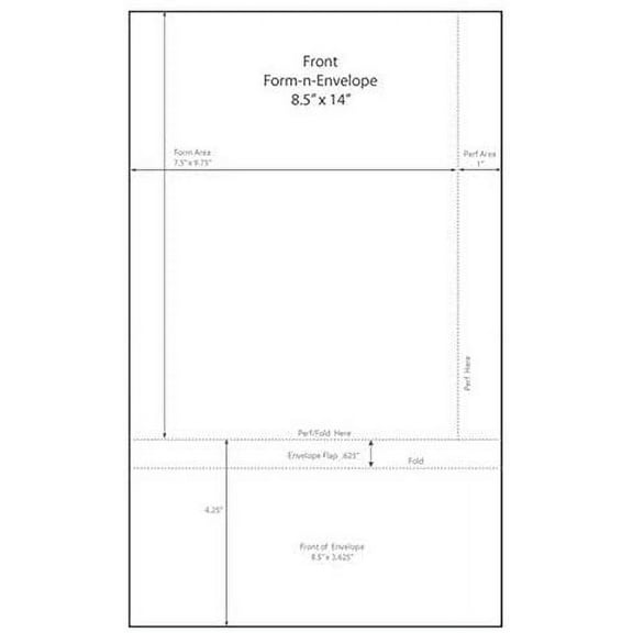 8-1/2" x 14" Blank Memo Size Form-N-Envelope, Detached w/Tear Off Strip - 7-1/2" x 9-3/4" Box of 1000