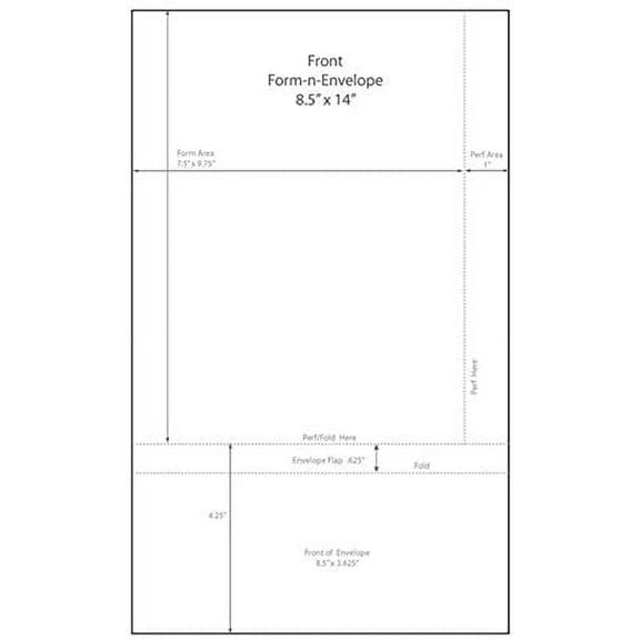 8-1/2" x 14" Blank Memo Size Form-N-Envelope, Detached w/Tear Off Strip - 7-1/2" x 9-3/4" Box of 250