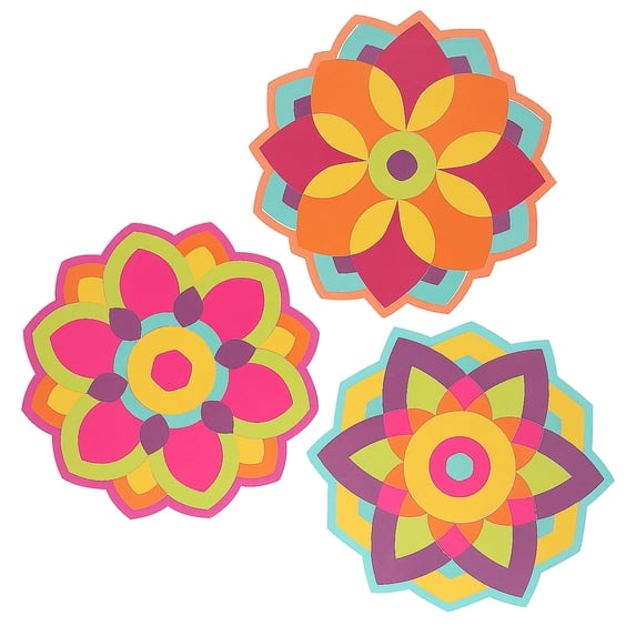 8 1/2" x 8 1/4" Religious Diwali Rangoli Mosaic Sticker Set - 12 Pieces