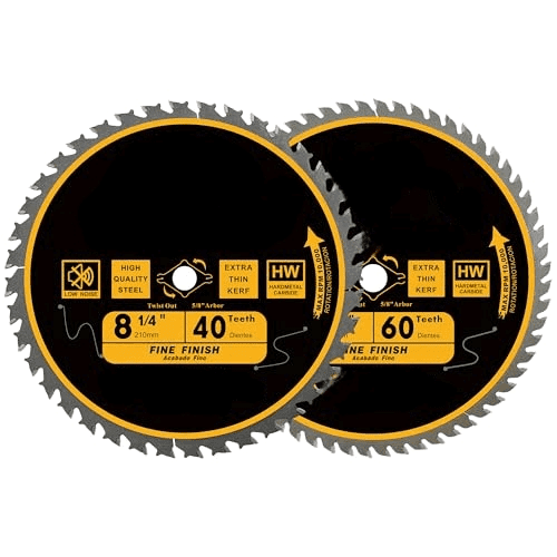 8-1/4 Inch Table Saw Blade 40 Tooth, 60 Tooth Fine Finish Wood Cutting with 5/8" Arbor, Diamond Knockout$$Tools & Hardware Other
