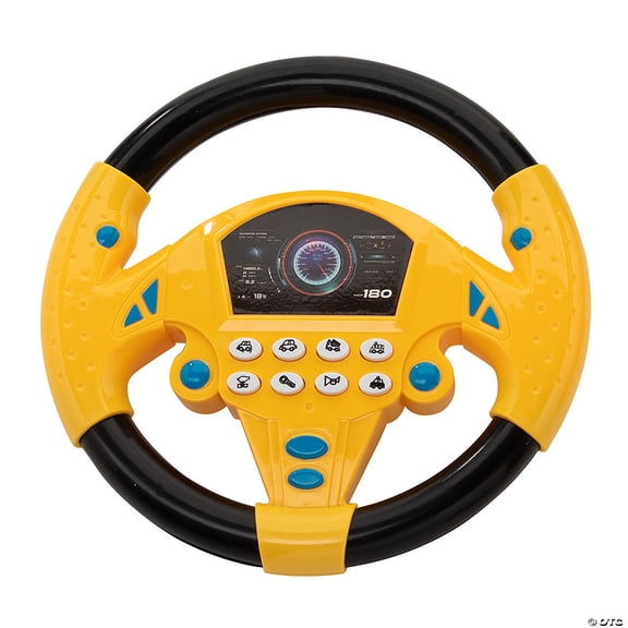 8 1/4" Yellow Plastic Steering Wheel Toy with Suction Cups