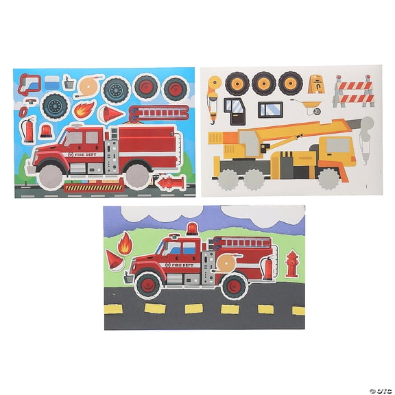 8 1/4" x 6" Bulk 48 Pieces Make-a-Scene Trucks Sticker Sheets