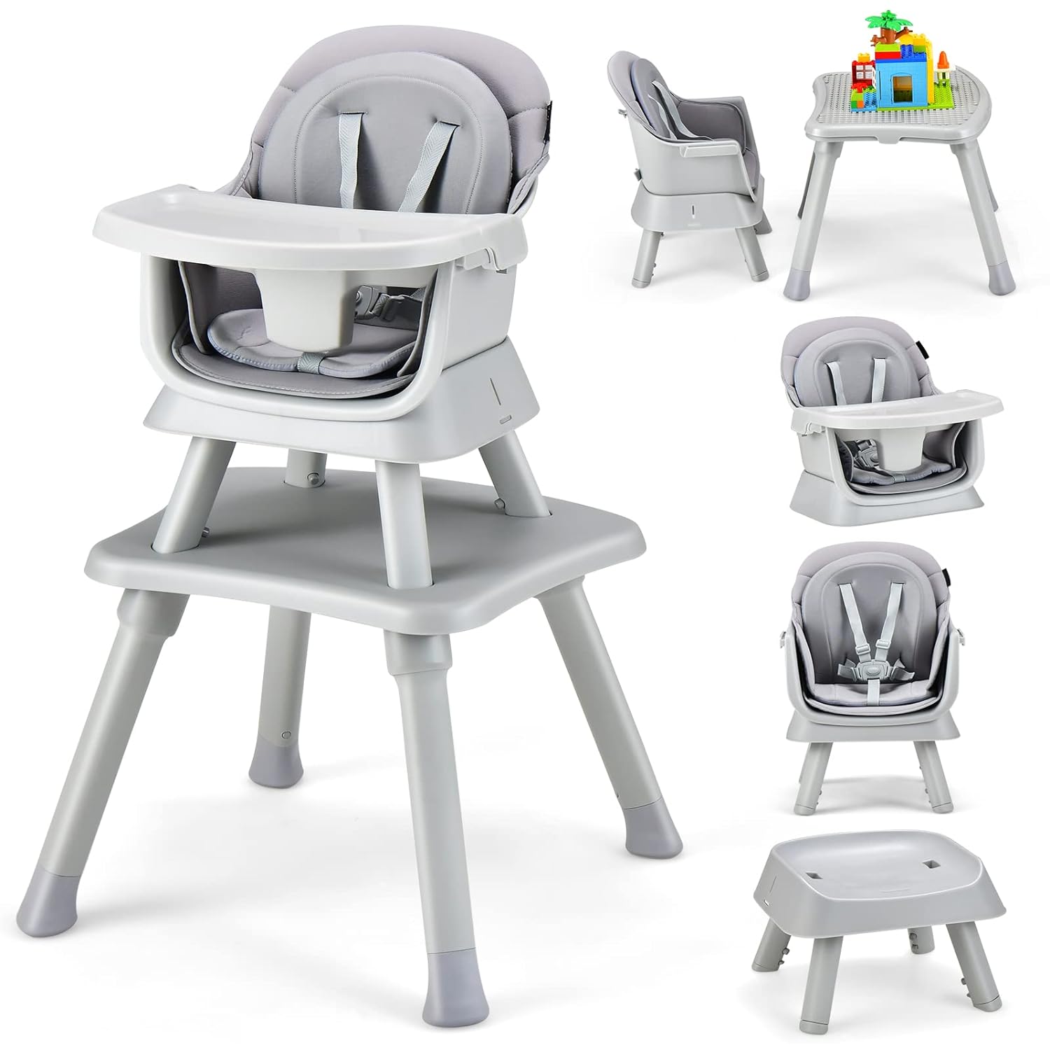 8 in 1 Baby High Chair, Convertible Highchair for Babies and Toddlers