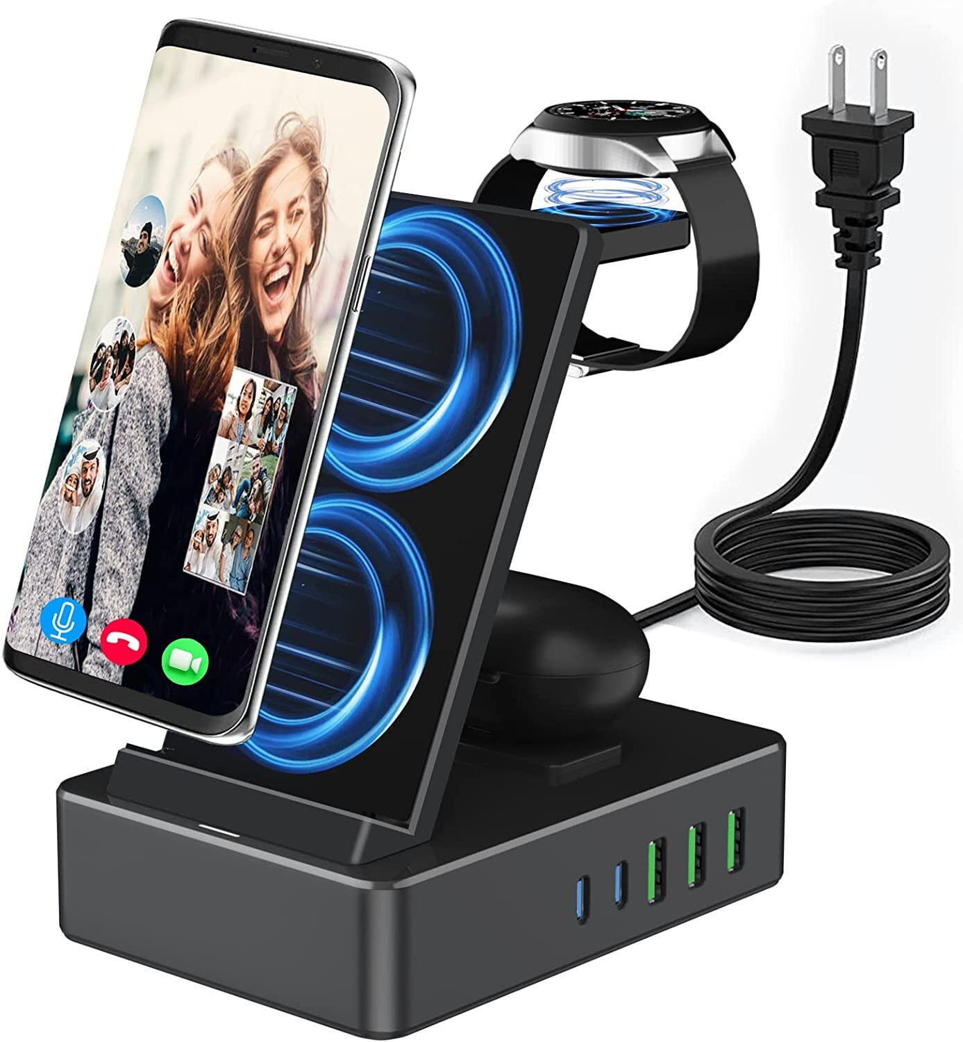 8 in 1 Charging Station for Sumsung, 100W Wireless Charger for Multiple