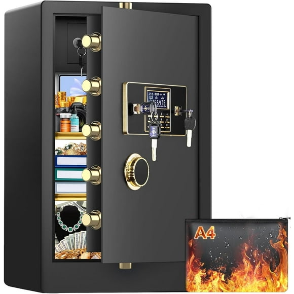 Sanfnz 8.1 Cubic Extra Large Heavy Duty Home Safe with Fireproof Bag, Anti-theft Safe Box with Combination Lock, Inner Privacy Cabinet and Keys