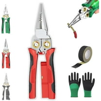 8 in 1 Electric Wire Stripper, 8 in 1 Stainless Steel Wire Stripper with Voltage Tester, Multifunctional Stripper Twister Tool for Wire Cutting, Pulling, Scraping and Pressing (Green)