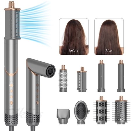 8 in 1 Hair Blow Dryer Brush Set,Professional 110,000 RPM Hot Air Brush Set for Fast Drying,Curling Volumizing Smoothing & Styling, Hair Styler, Oval Brush
