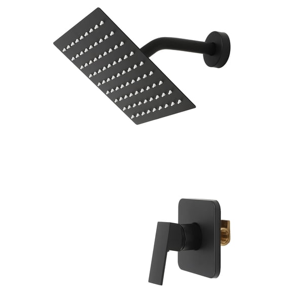 8" 1-Handle Shower Faucet Bathroom Rain Shower System Shower Arm Valve Kit Black