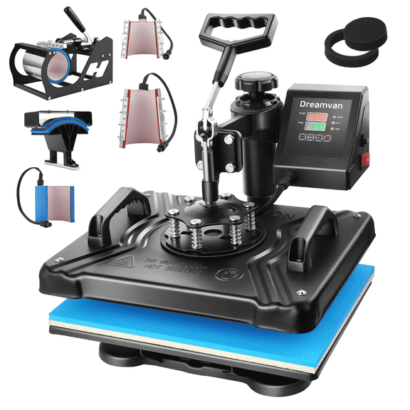 8 in 1 Heat Press Machine, 12" x 15" Combo Digital Multifunctional Sublimation Heat Transfer Machine, 360-degree Rotation Swing Away Shirt Printing Machine for Tshirt,Hat,Mug,Plate