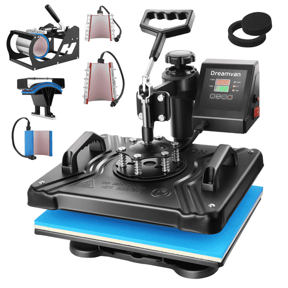 8 in 1 Heat Press Machine, 12" x 15" Combo Digital Multifunctional Sublimation Heat Transfer Machine, 360-degree Rotation Swing Away Shirt Printing Machine for Tshirt,Hat,Mug,Plate
