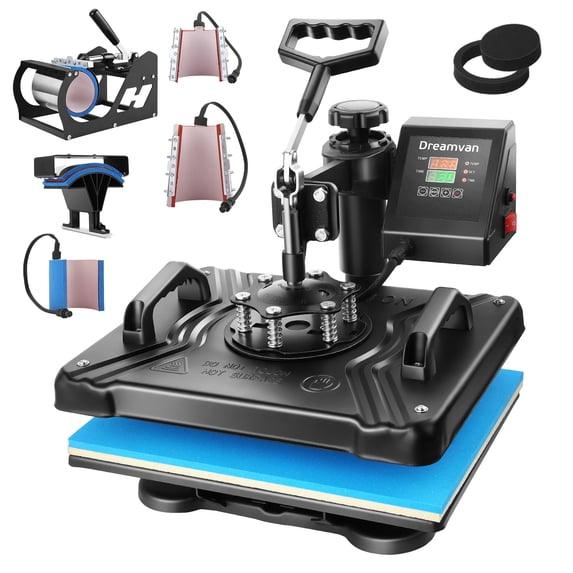 8 in 1 Heat Press Machine, 12" x 15" Combo Digital Multifunctional Sublimation Heat Transfer Machine, 360-degree Rotation Swing Away Shirt Printing Machine for Tshirt,Hat,Mug,Plate