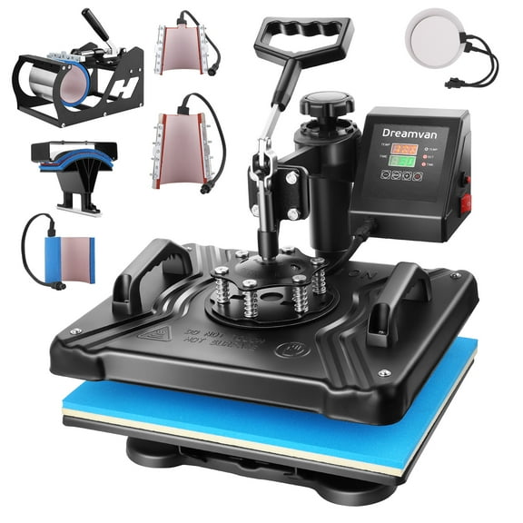 8 in 1 Heat Press Machine, 12" x 15" Combo Digital Multifunctional Sublimation Heat Transfer Machine, 360-degree Rotation Swing Away Shirt Printing Machine for Tshirt,Hat,Mug,Plate