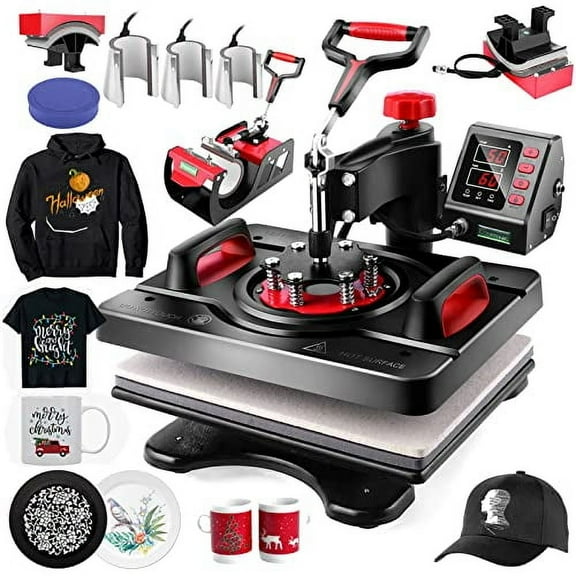 8 in 1 Heat Press Machine Professional Sublimation Machine 12" X 15" Swing Away Shirt Printing Heat Transfer Digital Industrial-Quality Heat Press Machine for T Shirts Mug Hat Plate