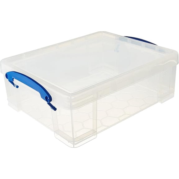 8.1 Liter Plastic Stackable Storage Container with Snap Lid & Built-In Clip Lock Handles for Home or Office Organization, Clear