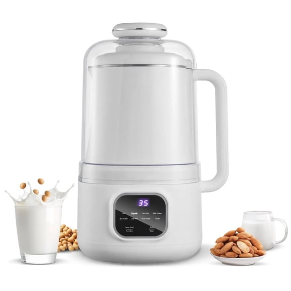 8 in 1 Nut Milk Maker, 34 oz Soy Milk Maker with 200W Blending, for Homemade Oat, Nut, Soy, Juice, Milkshake, Rice Cereal, Plant-Based Beverages with Self-Cleaning, Boil Water, 12-Hour Delay