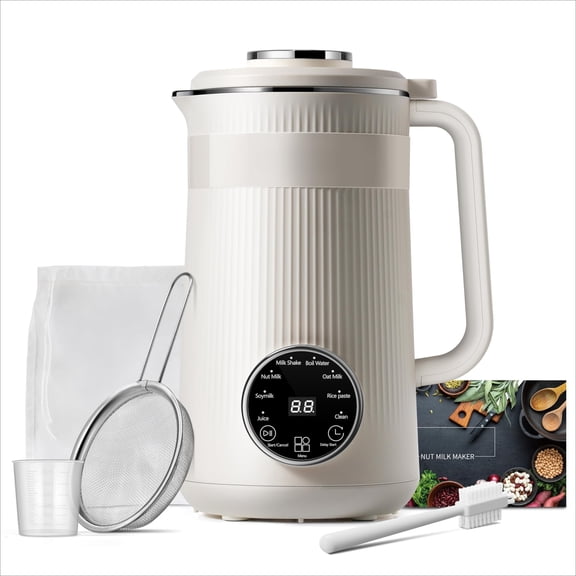 8 in 1 Nut Milk Maker Blender, 32oz Homemade Soy, Almond, Oat, Coconut, Plant Based and Non Dairy Beverages, Automatic Soybean Machine With Delay Start/Keep Warm/Boil Water, Cream