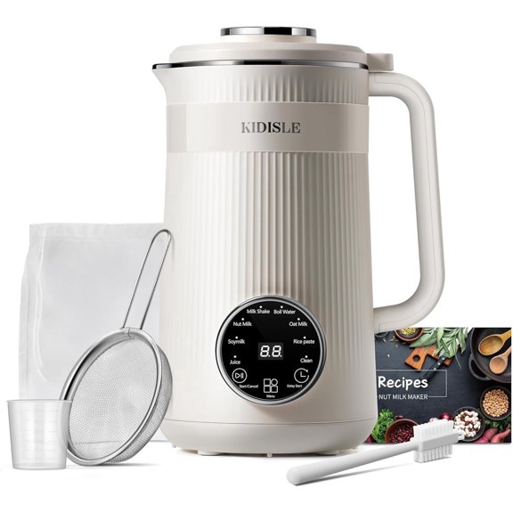 8 in 1 Nut Milk Maker Blender, 32oz Homemade Soy, Almond, Oat, Coconut, Plant Based and Non Dairy Beverages, Automatic Soybean Machine With Delay Start/Keep Warm/Boil Wa, Cream