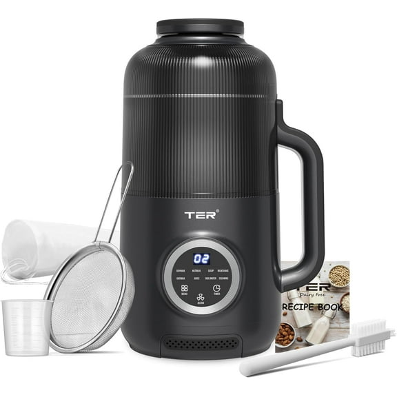 8 in 1 Nut Milk Maker Blender, 40oz Homemade Soy, Almond, Oat, Coconut, Plant Based Milks and Non Dairy Beverages, Automatic Soybean Milk Machine with Delay Start/Keep Warm/Boil Water, Black