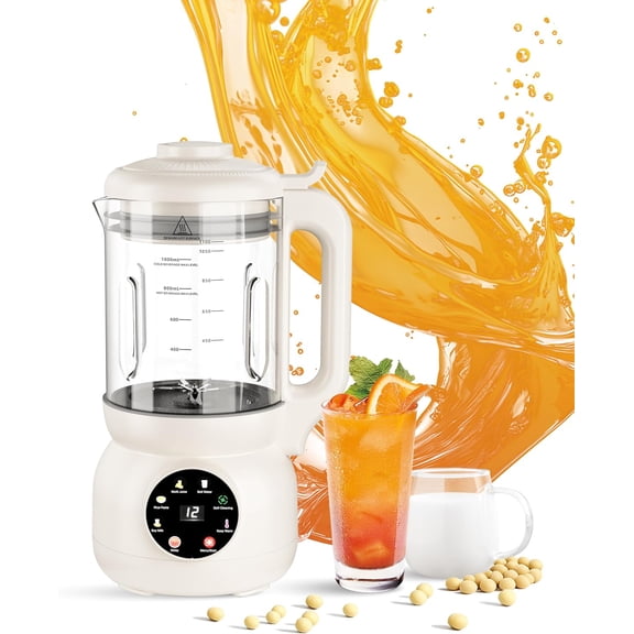8 in 1 Nut Milk Maker Blender Machine Glass Plant 32oz Milk Machine for Almond, Oat & Soy Milk, Self-Cleaning Vegan with No-Soak Beans, Delay Start & Keep Warm, Dairy-Free Beverage Maker
