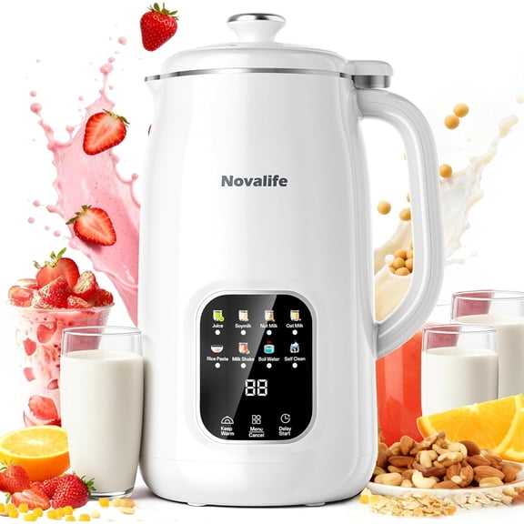 8 in 1 Nut Milk Maker Machine 40oz Automatic Soy Milk Maker Blender for Homemade Soy Milk Almond Milk Oat Milk Juice Plant Based and Non Dairy Beverages with 12H Delay Start Keep Warm Self Cleaning