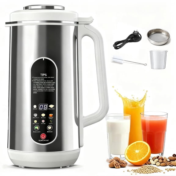 8 in 1 Nut Milk Maker Machine, 42oz Steel Automatic Nut Milk Maker Blender, Delay Start & Keep Warm & Boil Water & Low Noise & Self-Clean, Soy Milk Maker for Almond, Oat, Juice, Coconut Y101
