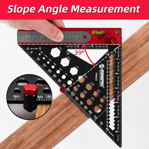8 in 1 Rafter Square with Carpenter Pencil, Multi-Purpose Carpenter Square Tools: Square, Protractor, Steel Ruler, MarkingGauge, T-Bevel Gauge, Bubble Level$$Tools